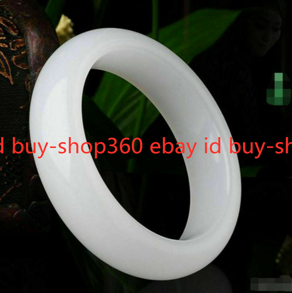 Natural Afghanistan White Jade Gemstone Bracelet Bangle 53-66mm Free Box