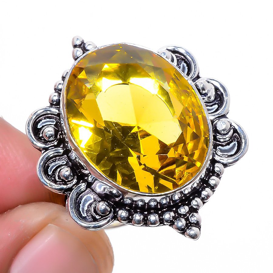 Aaa+++ Citrine Gemstone 925 Silver Plated Jewelry Ring s.7.5 W3114