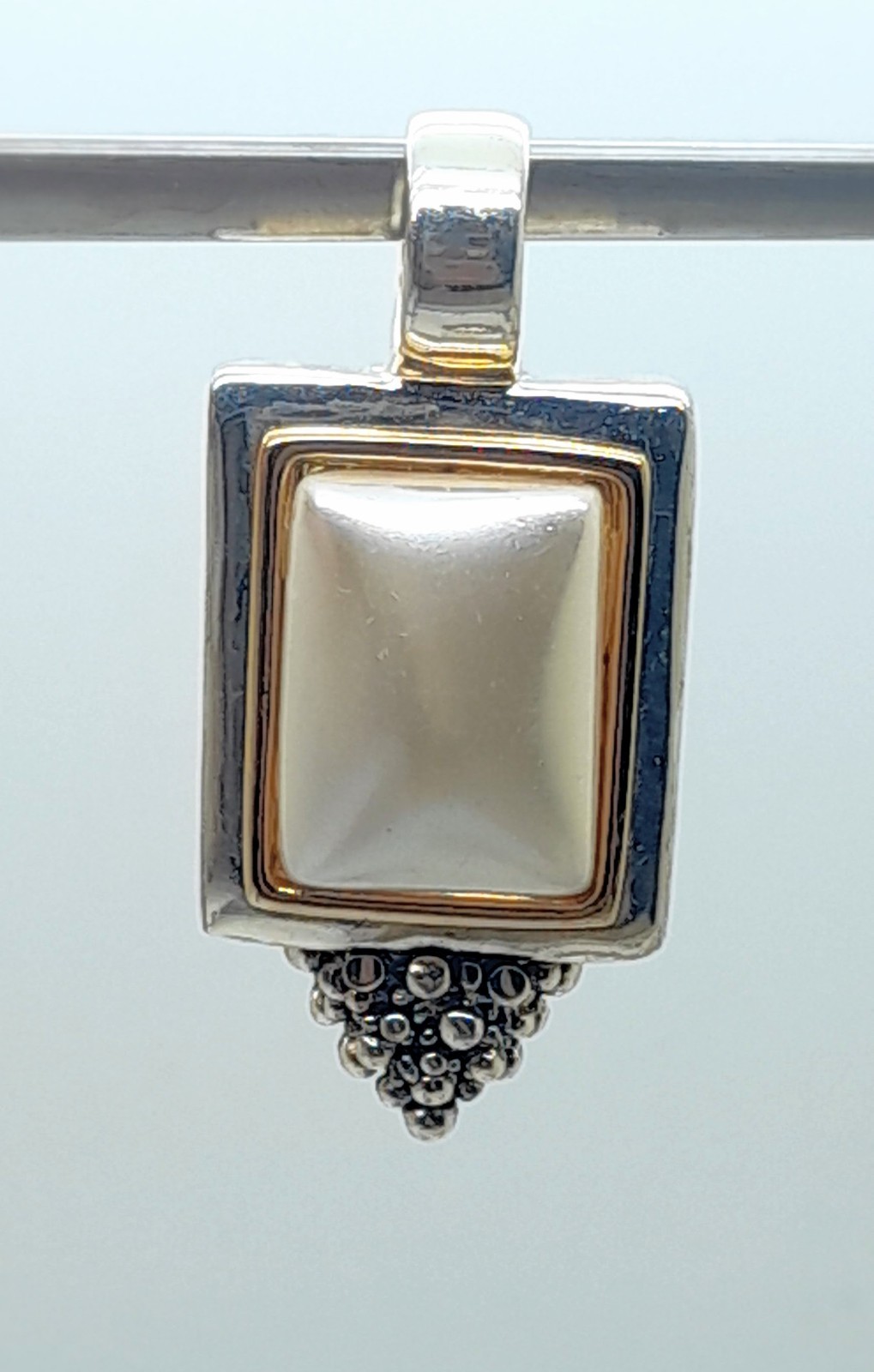 Vintage two tone rectangular Shape cream faux pearl fashion jewelry Pendant