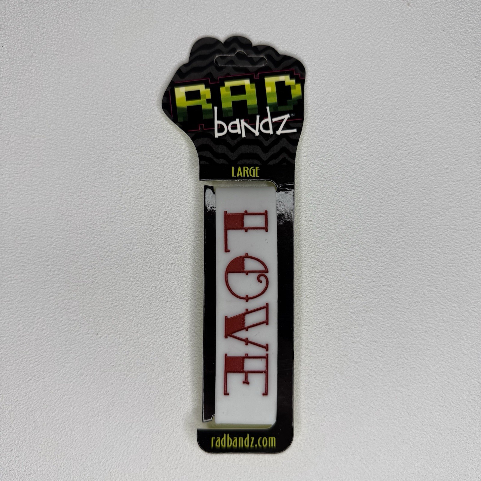 Radbandz LOVE Hot Topic Silicone Wristband Bracelet White Red Size Large