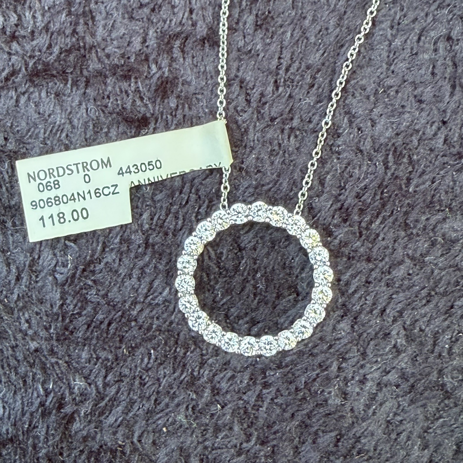 Crislu 925 Sterling Silver Open Circle Pave CZ Necklace New In Box
