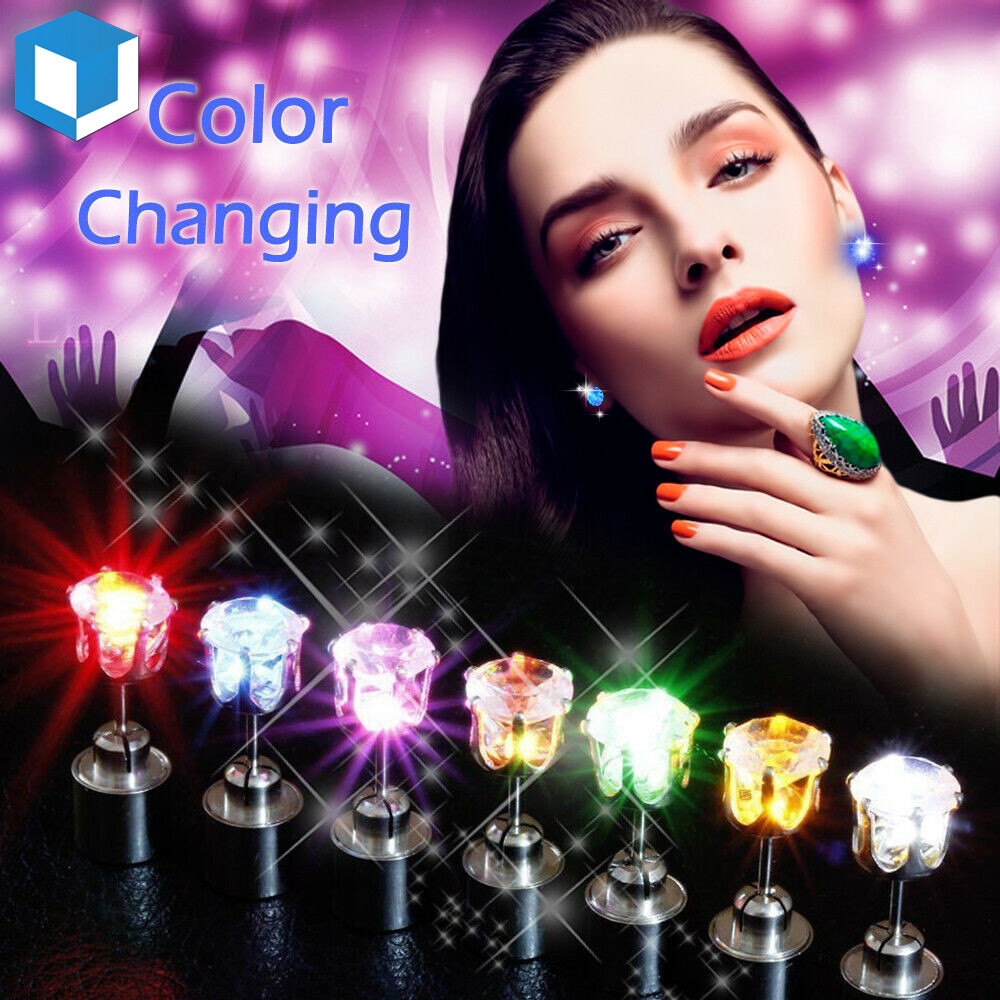 Color Changing Lighting Up LED Earrings Studs Flashing Christmas Xmas Gift Party