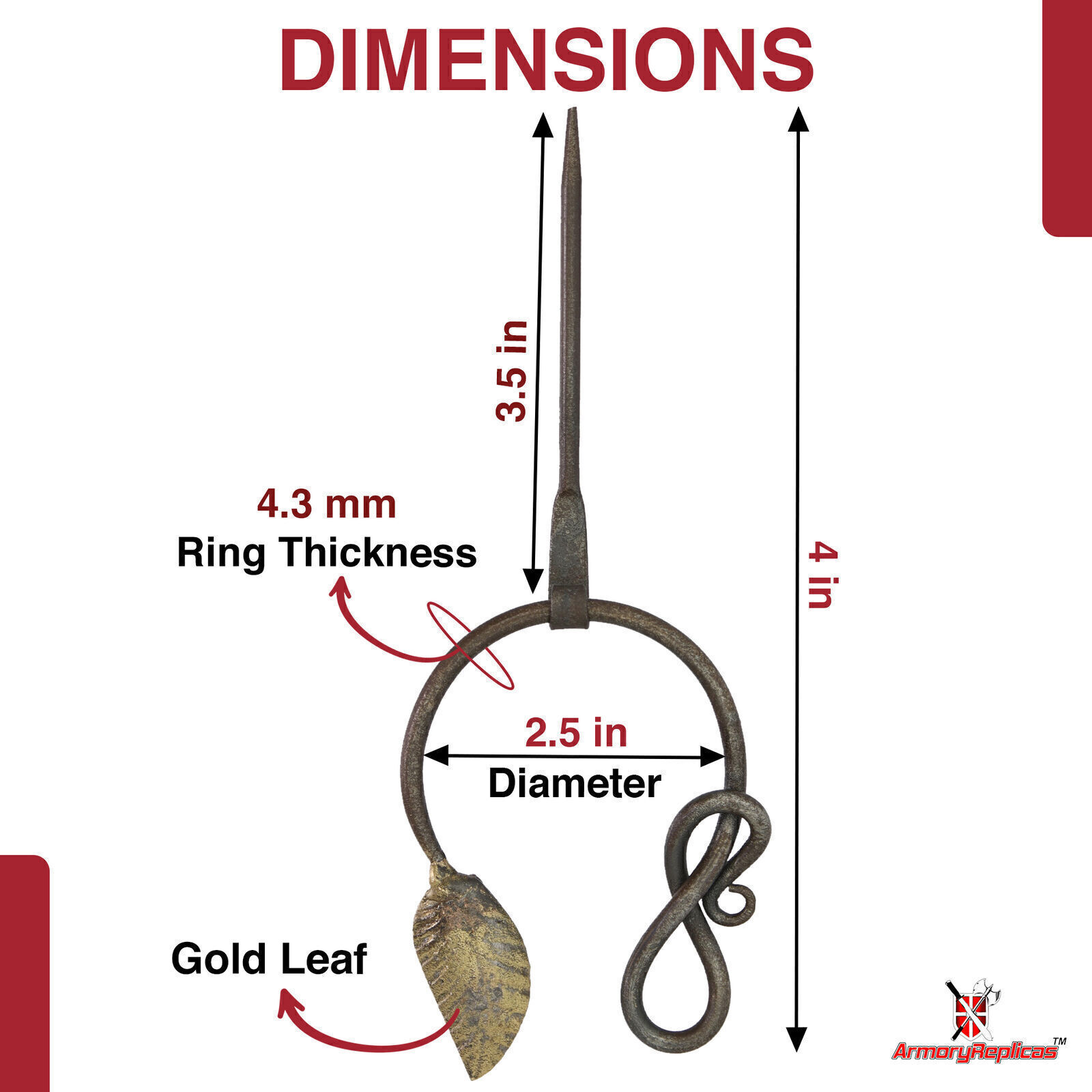 Golden Leaf Forged Penannular Medieval Jewelry Brooch for Cloak Shawl Robe Scarf