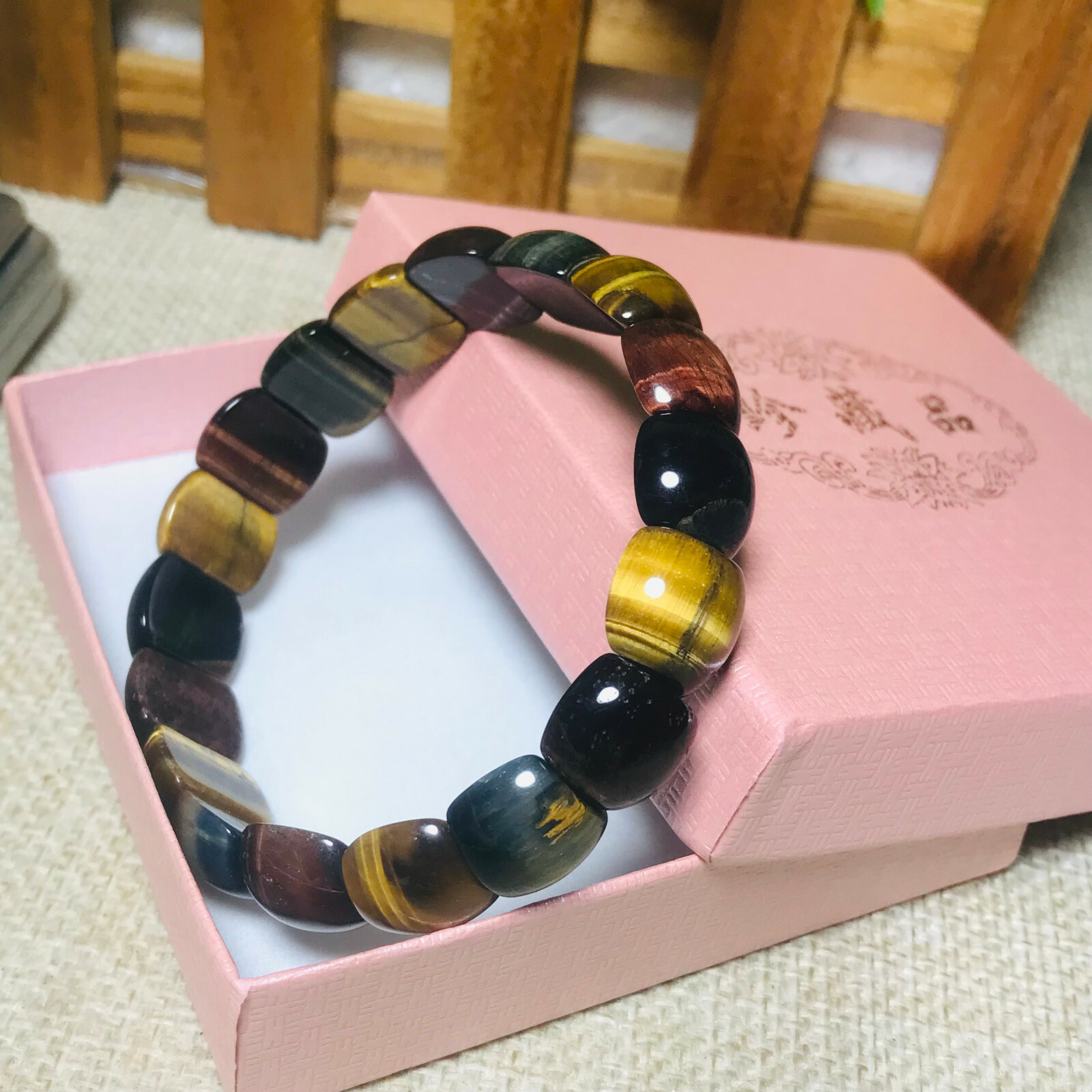 1PCS Natural Multicolor tiger eye Stone square Beads fit Yoga bracelet