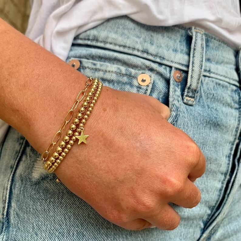 Gold Filled Small Beads Bracelet Layering Minimalist Simple Women Bracelet Gifts