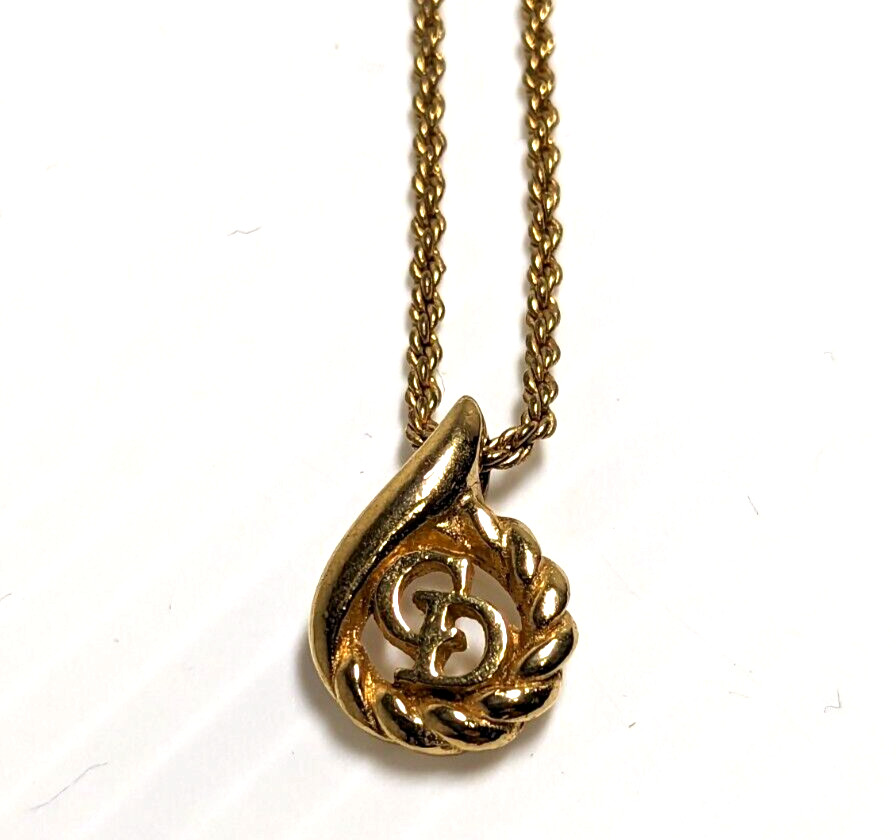 Christian Dior Necklace Pendant CD Logo Chain Gold Plated Women Length: 17.7 in