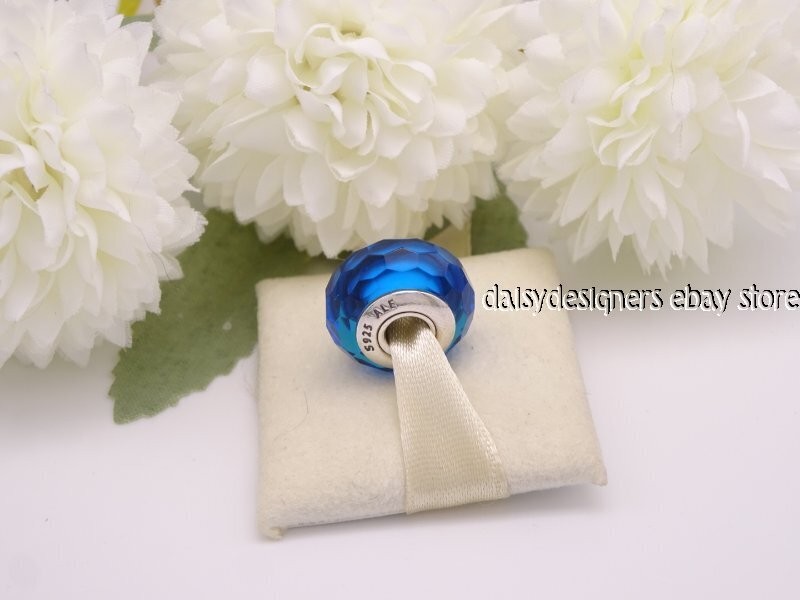 Authentic Pandora Fascinating Aqua Murano Glass Charm 791607 Retired C