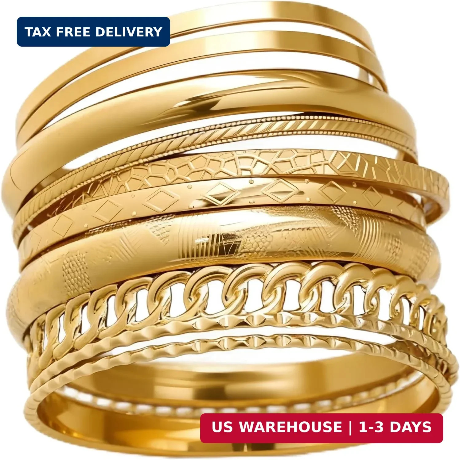 ÌF ME Gold Bangle Bracelets for Women, Indian Bangles Stackable Set, Multi Layer