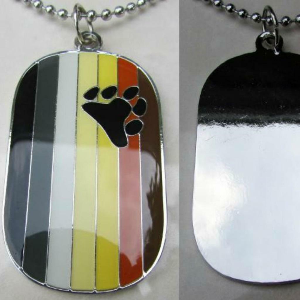 BEAR PRIDE FLAG NECKLACE Stainless Steel Enamel Pendant LGBTQ Gay Lesbian NEW