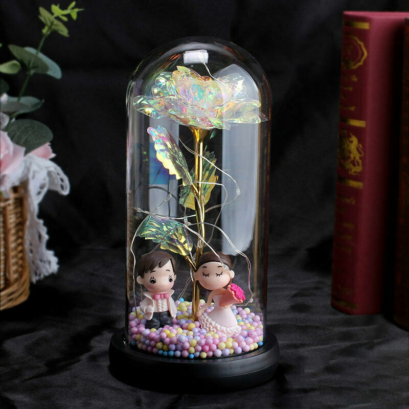 Rose Flower In Glass Gifts For Women Wife Her Valentine Girlfriend Birthday Gift