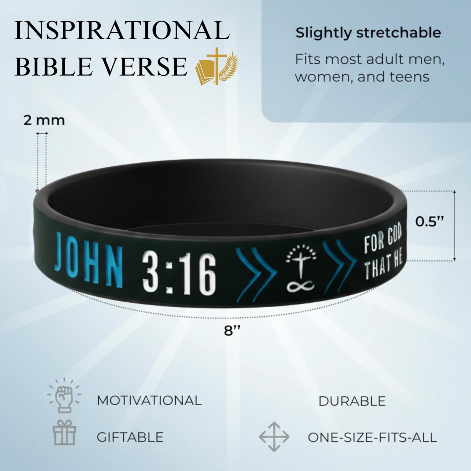 Christian Silicone Wristbands w/Scriptures Set of 4 Unisex Bible Verse Jewel…