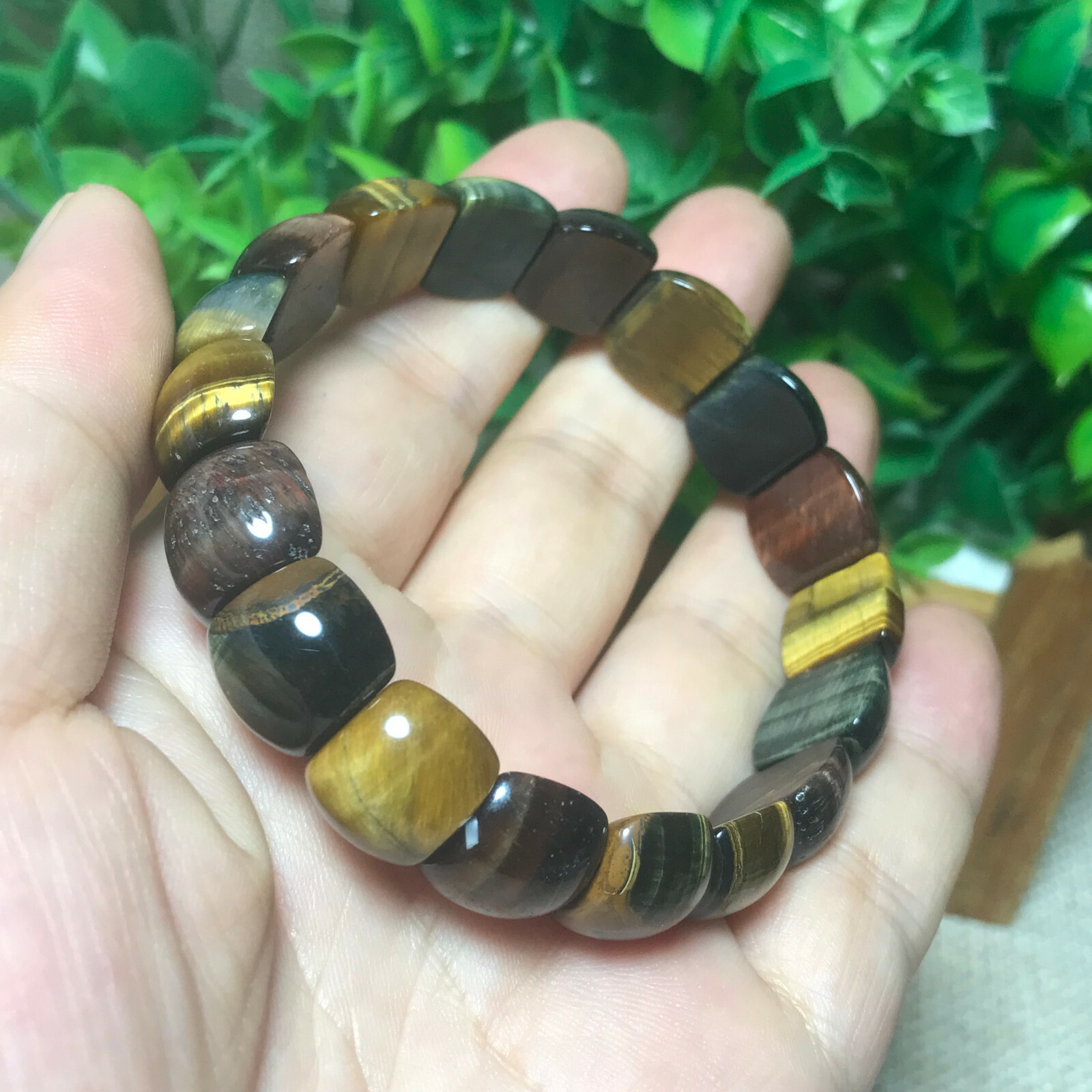 1PCS Natural Multicolor tiger eye Stone square Beads fit Yoga bracelet