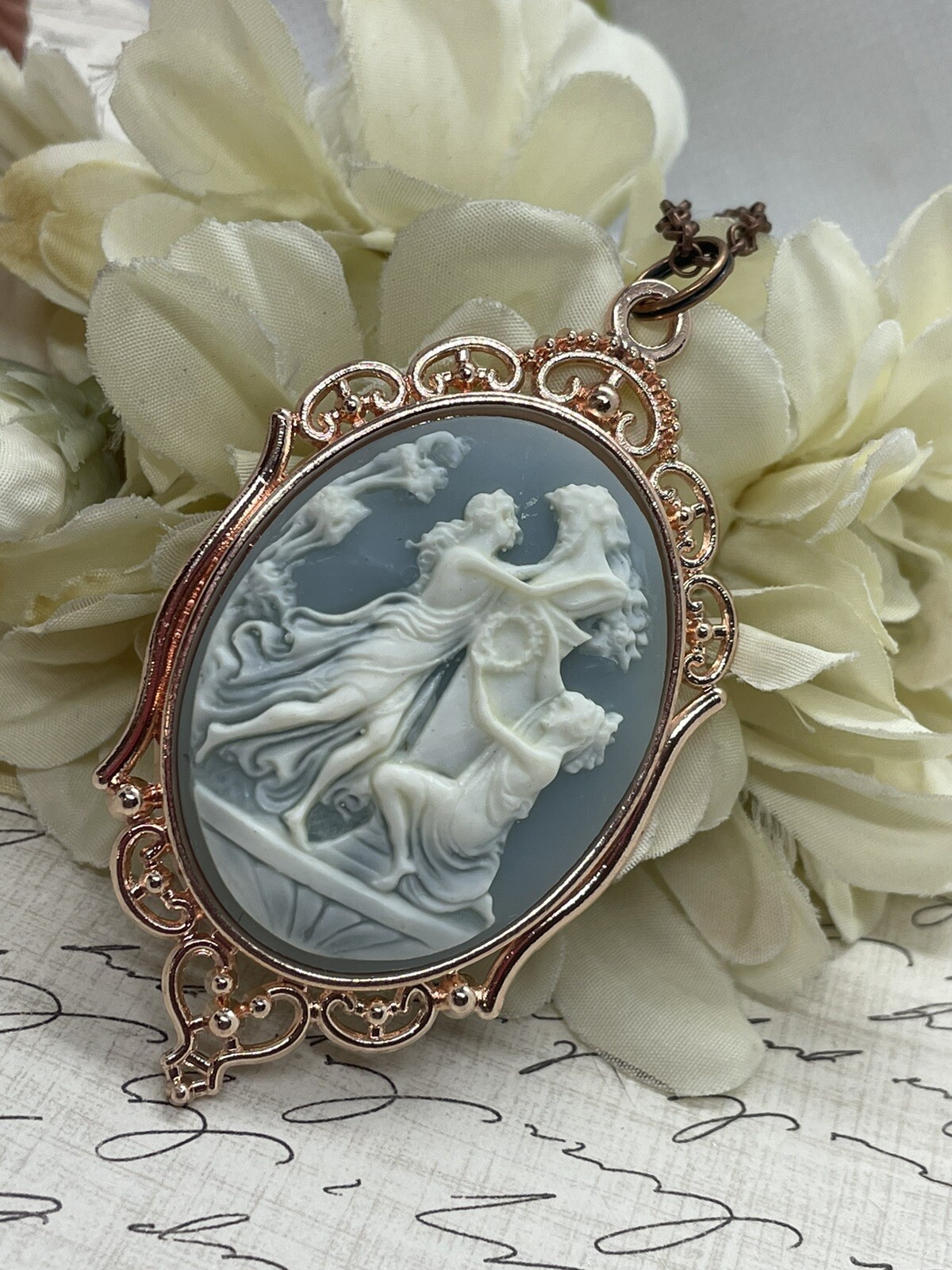 Rose Gold ROMAN MYTHOLOGY Victorian Greek God Goddess Pendant Necklace Grecian