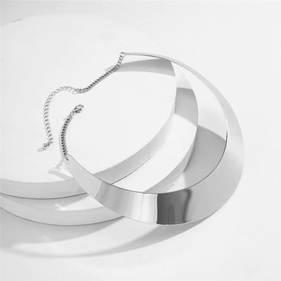 Women’s Fashion Jewelry Silver Chunky Collar Statement Necklace 373