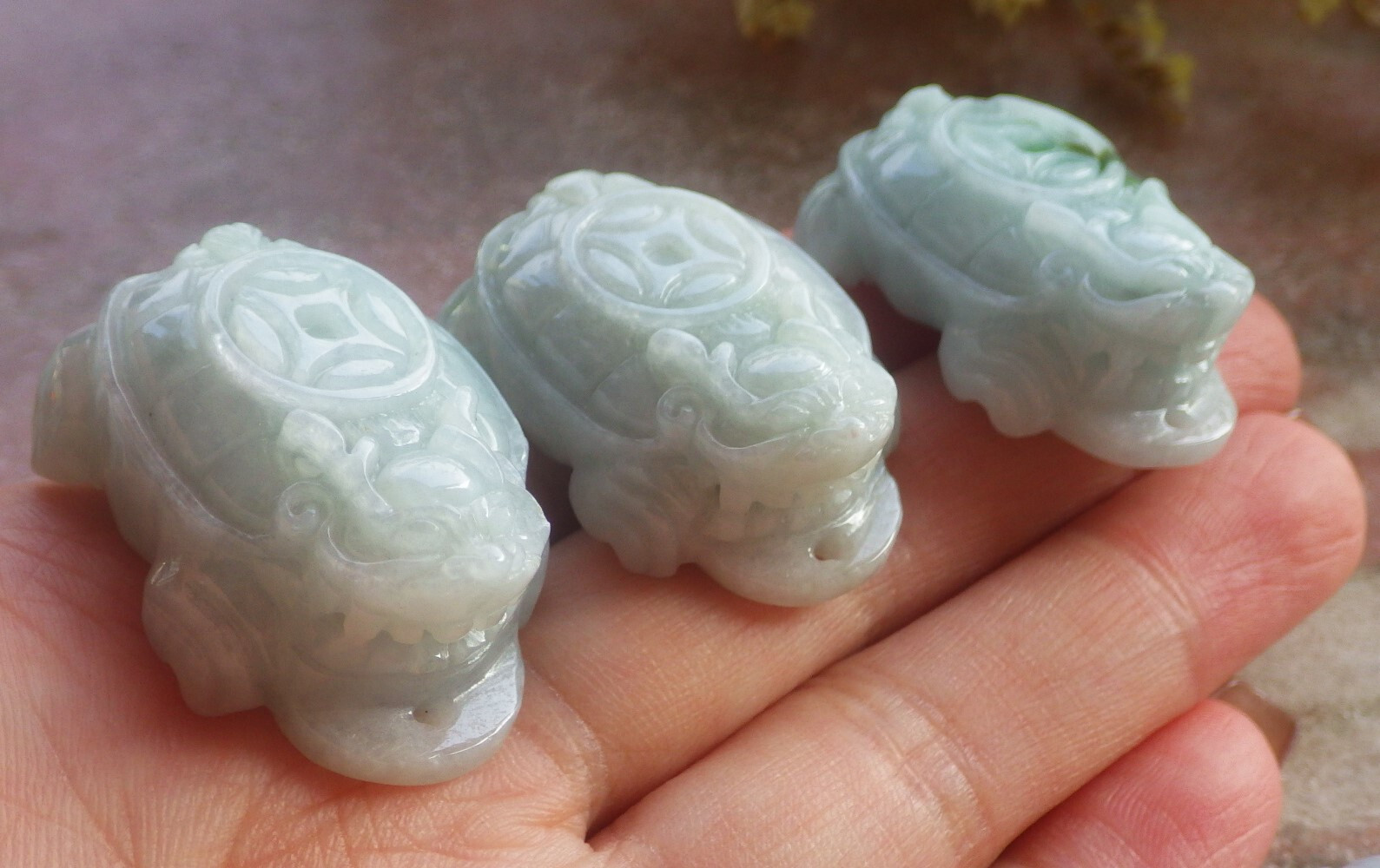 1Pcs Green Burma Grade 100% Natural A Jade jadeite Pendant Dragon Turtle 694262