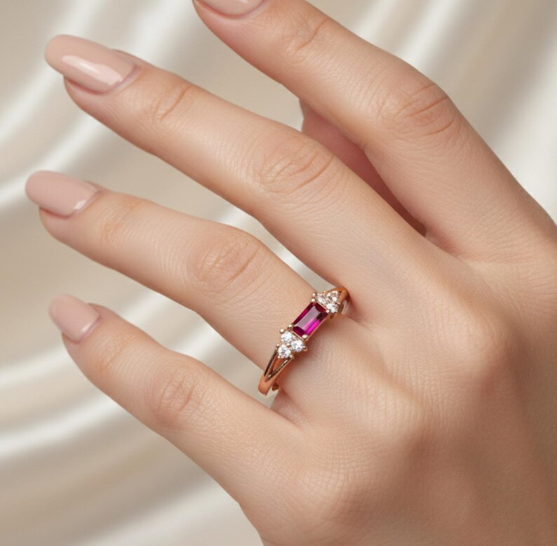 Ruby Ring, Brass Gold Alloy, Gemstone Ring, Birthday Gift Her, Women Ring