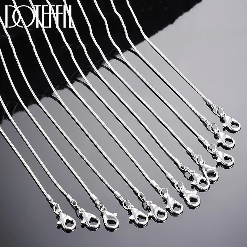 10PCS wholesale 925 sterling solid silver 1MM 16-30inch snake chain necklace
