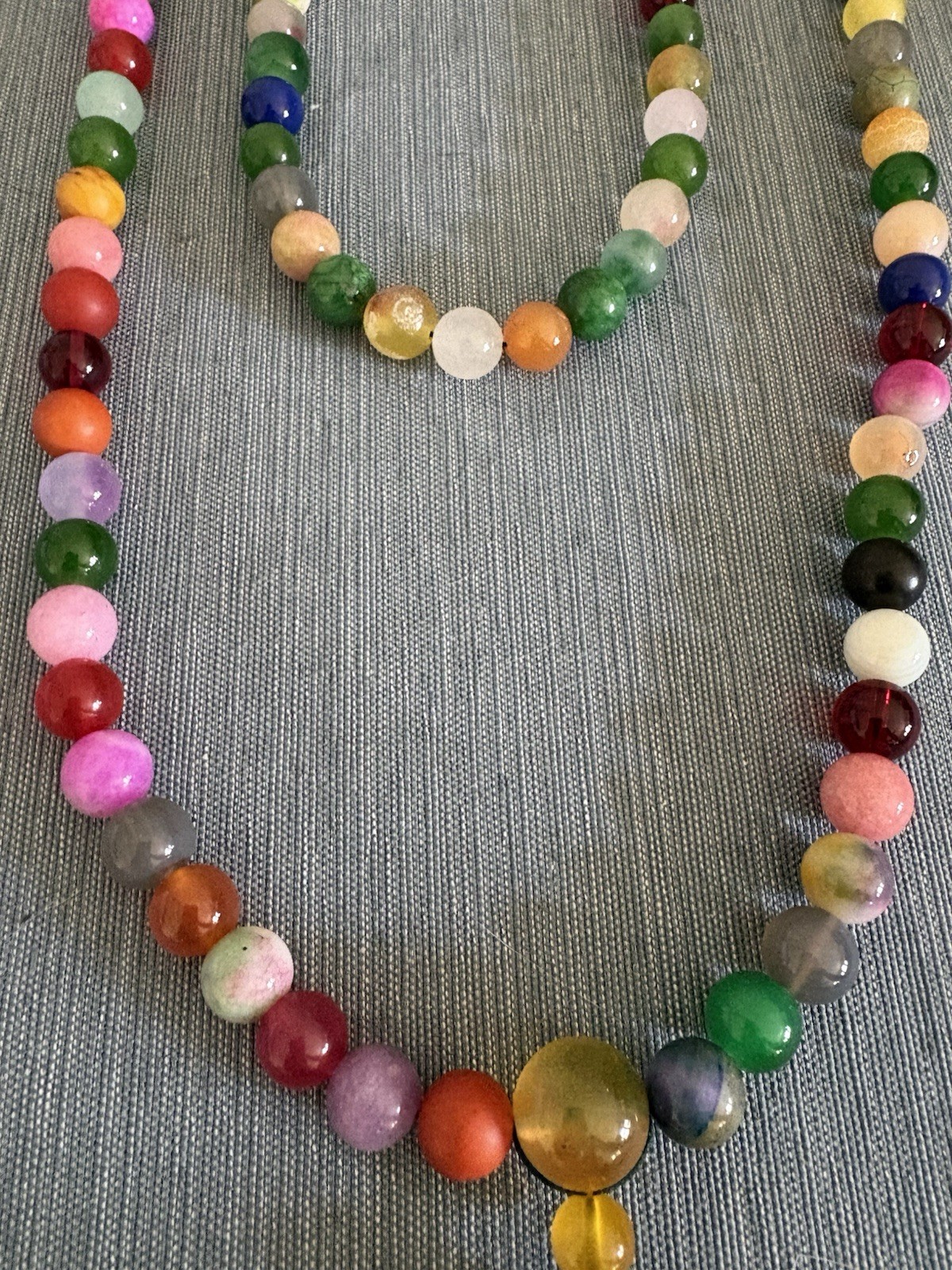 Boho Long Beaded Necklace Multicolor Stone Style Tassel Pendant Statement