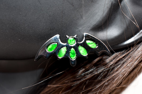 Halloween Theme Flying Bat Neon Green Background Earrings
