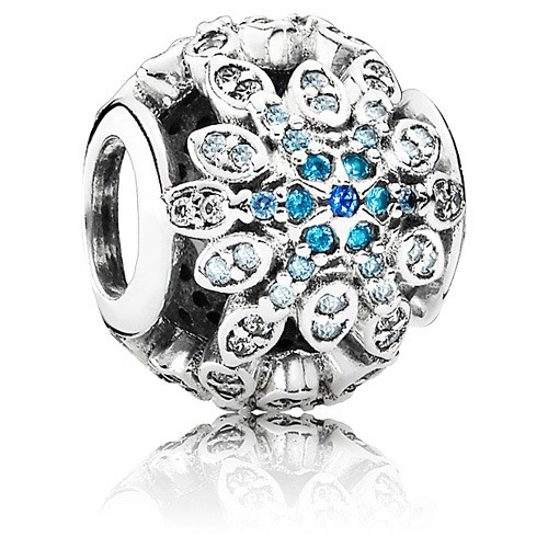 Pandora Snowflake Charm with Necklace Blue Crystals Clear Zirconia 791760NBLMX