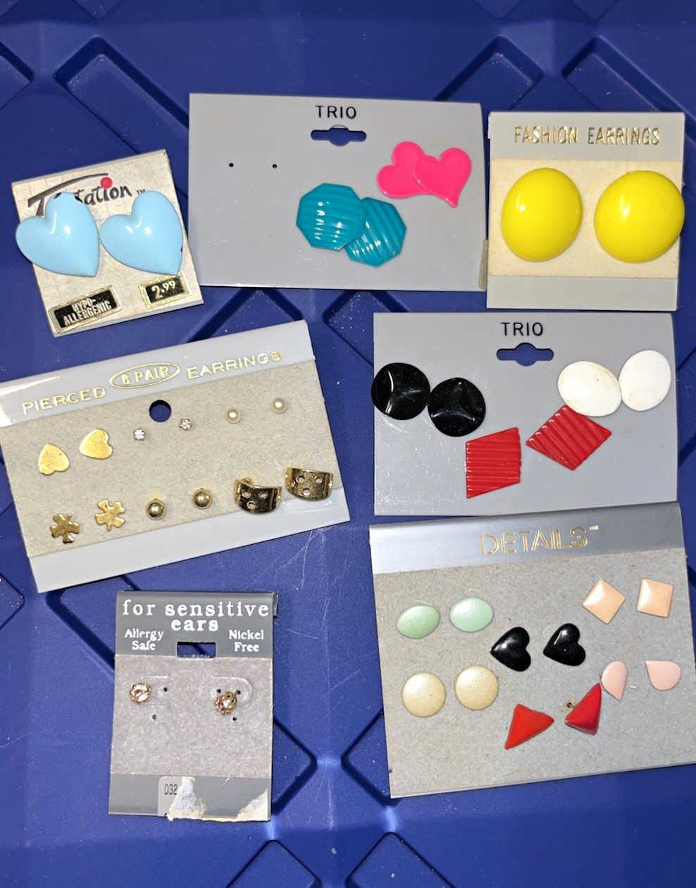 Fashion Nickel-Free Plastic Stud Earrings Lot, Multicolor Mixed Shapes(E)