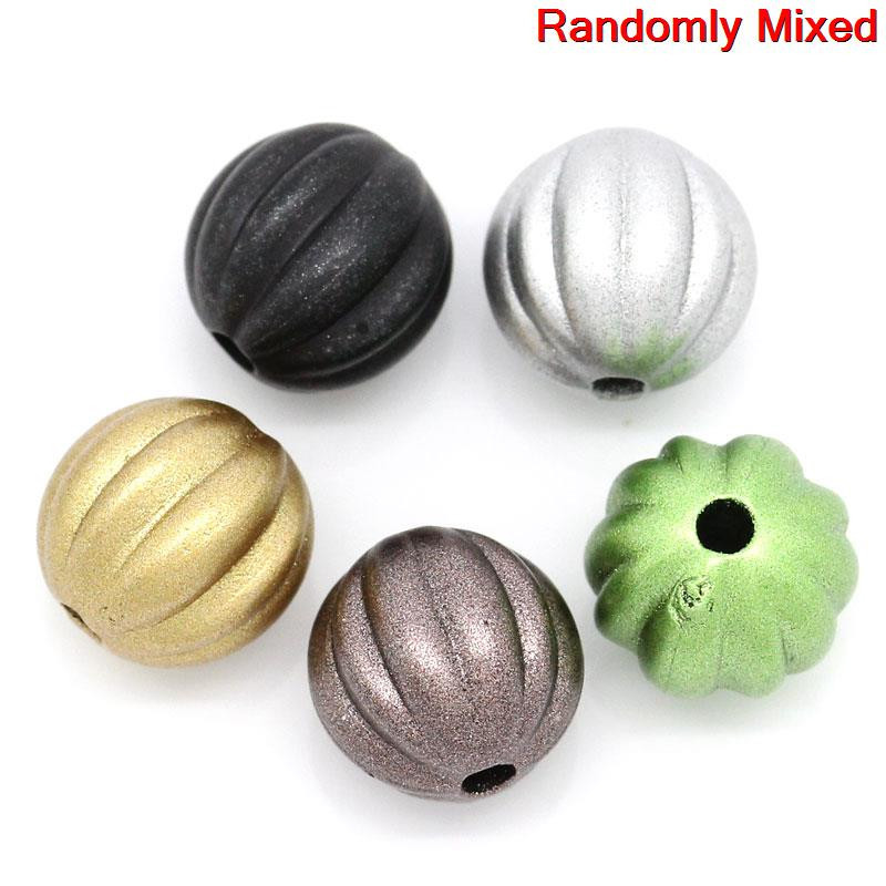 Sexy Sparkles 20 Pcs Ball Charm Spacer Bead Mixed Color Stripe Pattern 10mm