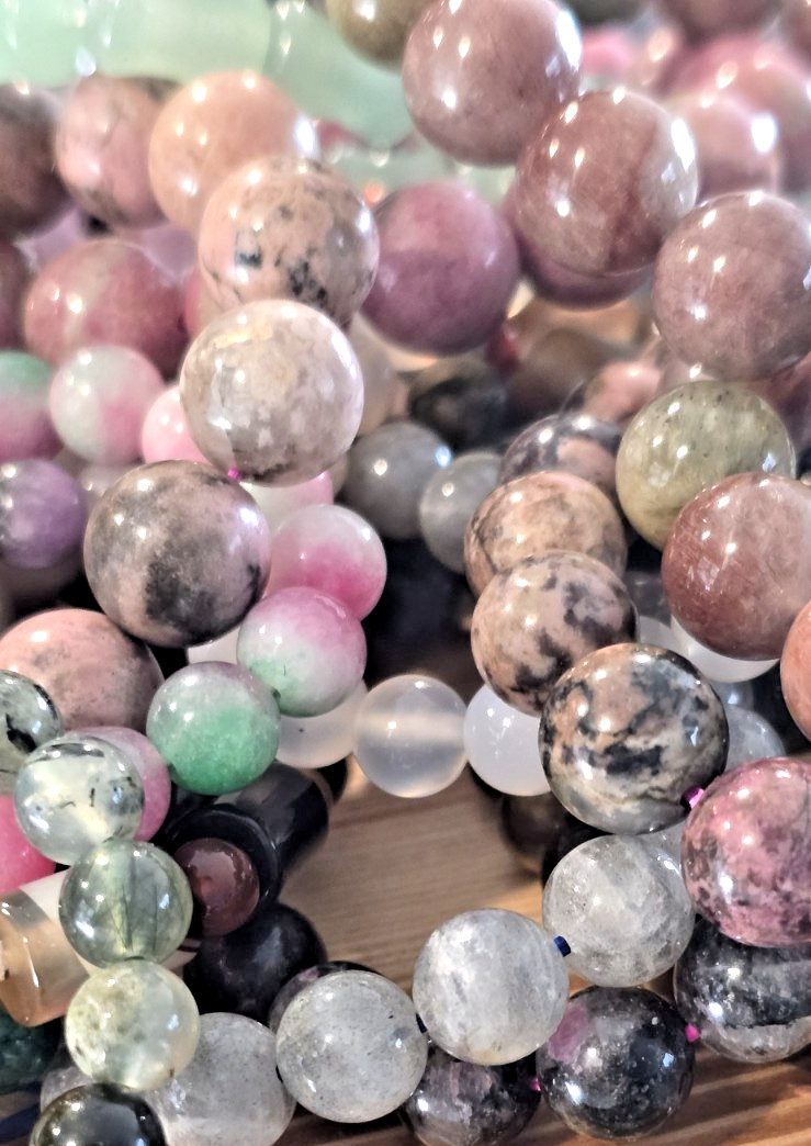 Genuine Crystal Stretch Bracelet Set of 3 8mm Round Natural Stone Healing Bead