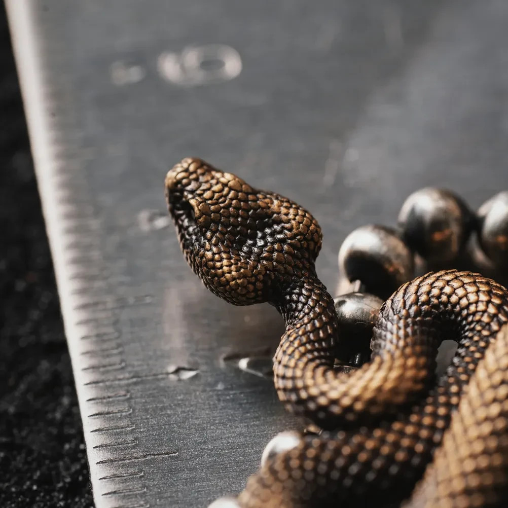 Brass Snake Pendant Necklace Viper Handmade Jewelry Gift Goth Animal for Men