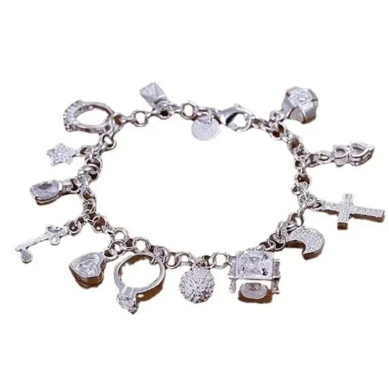 1pc Silver Thirteen Pendant Charm Bracelet Simple Style – Jewelry Simple Style
