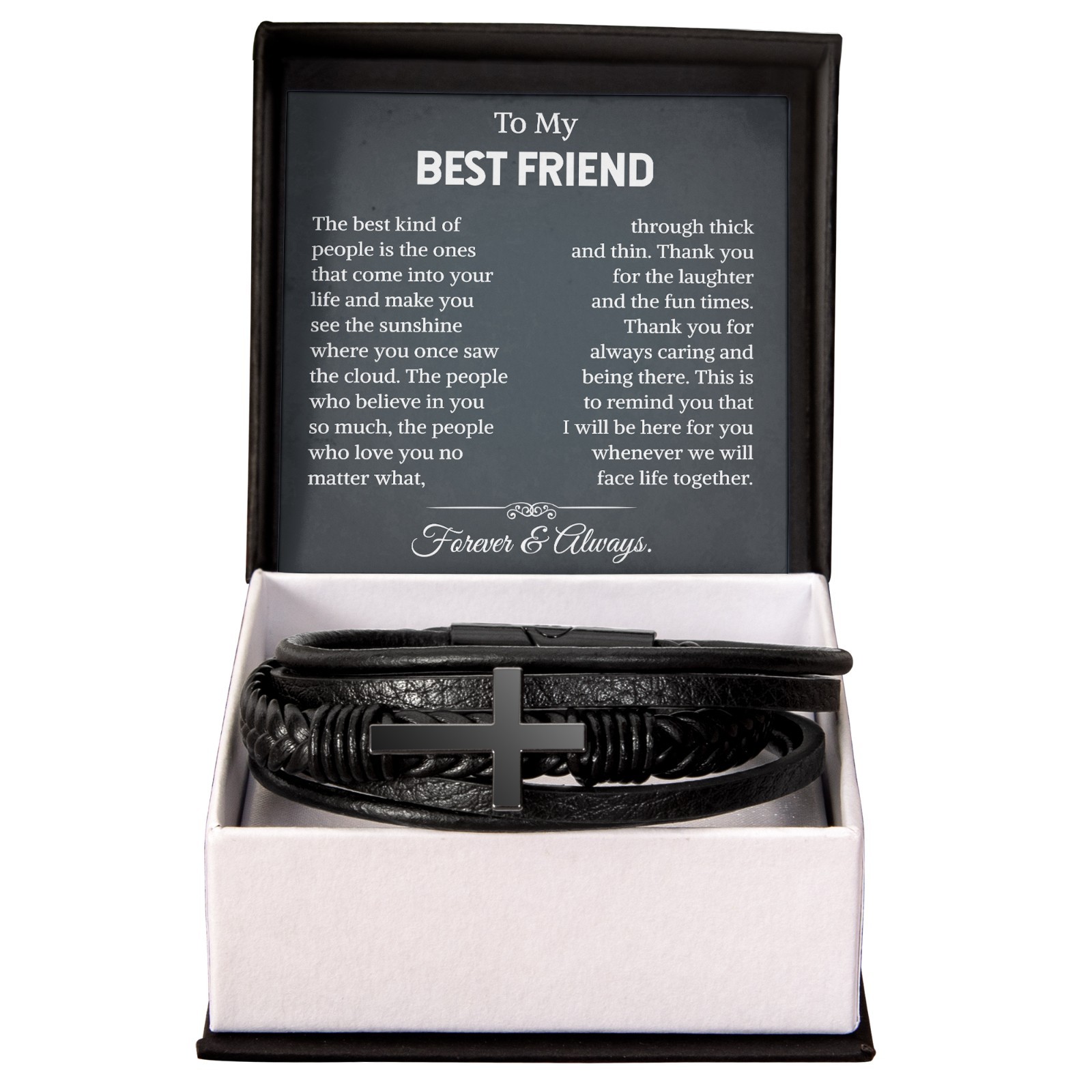 To My Best Friend Cross Leather Bracelet Christmas Birthday Graduation Gift