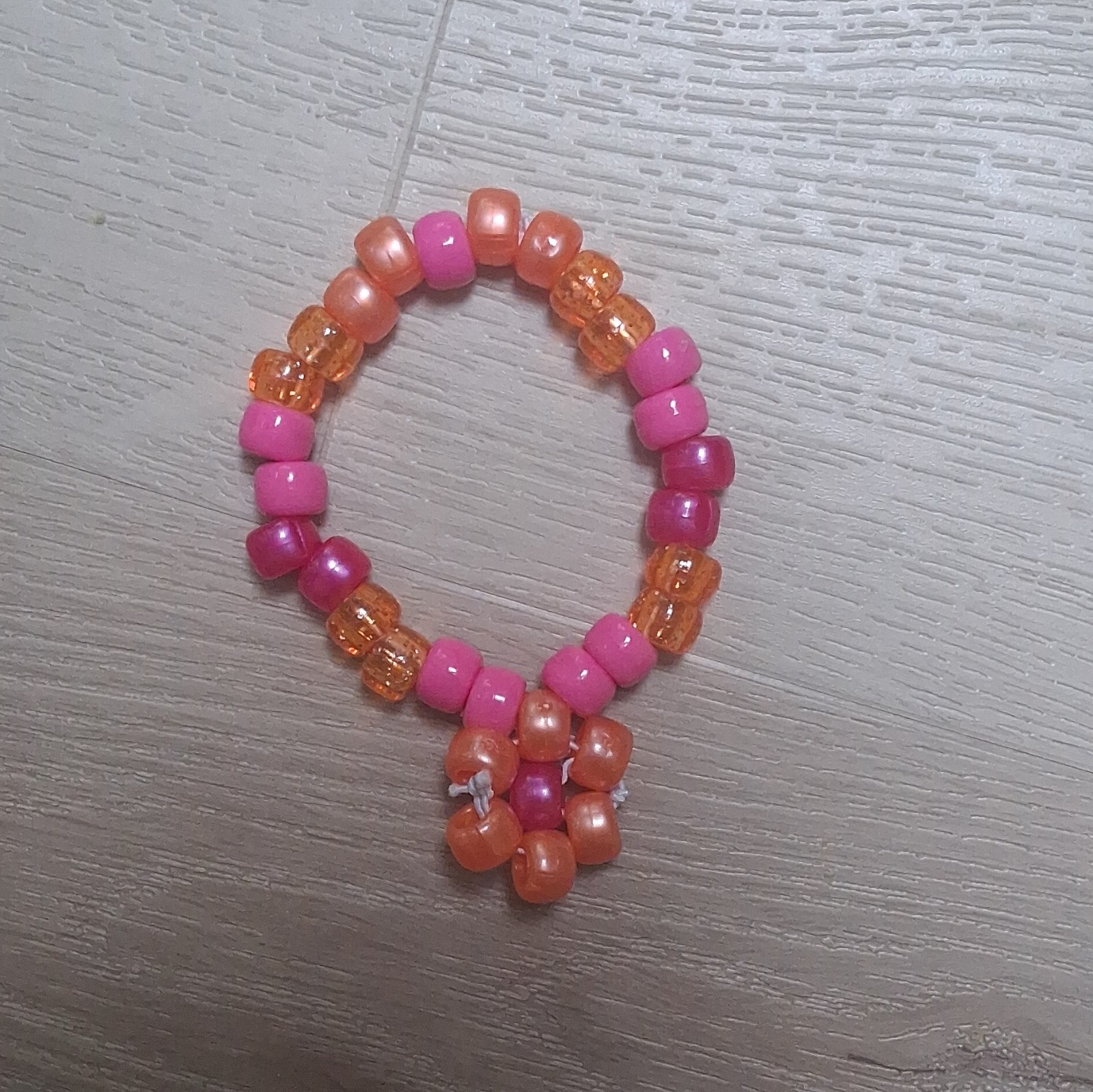 pink and orange flower kandi single bracelet