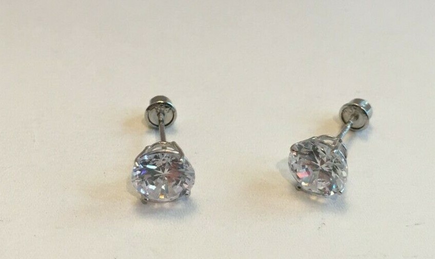 2ct ROUND FLAWLESS LAB SIMULATED DIAMOND STUD EARRINGS 14K SOLID WHITE GOLD