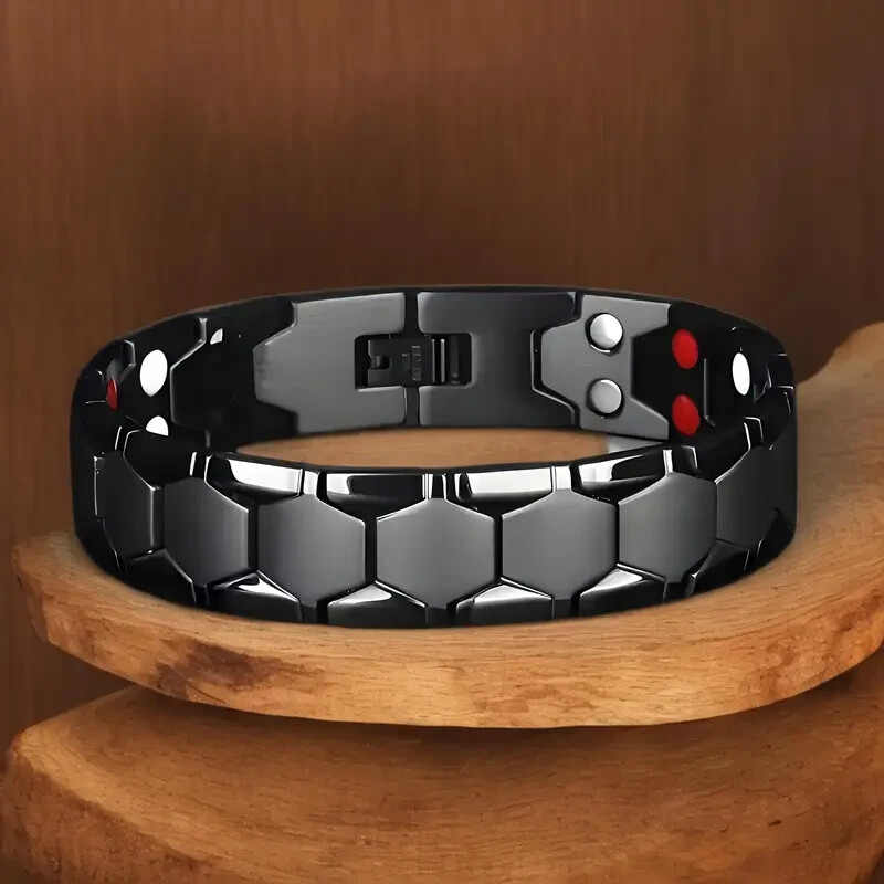 Men magnetic titanium steel cufflink bracelet,4-in-1 energy hand band Arthritis