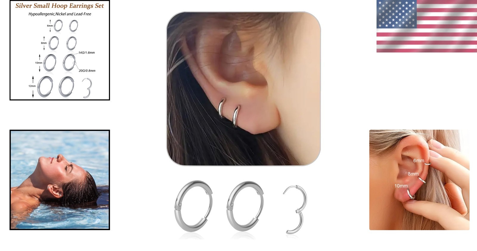 Elegant 6mm Hypoallergenic Small Hoop Earrings – Perfect for Cartilage and Lobe