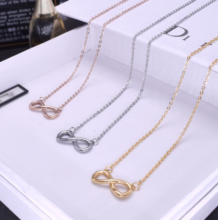 18″ Silver Rose Gold Stainless Steel Love Infinity Symbol 8 Pendant Necklace PE6