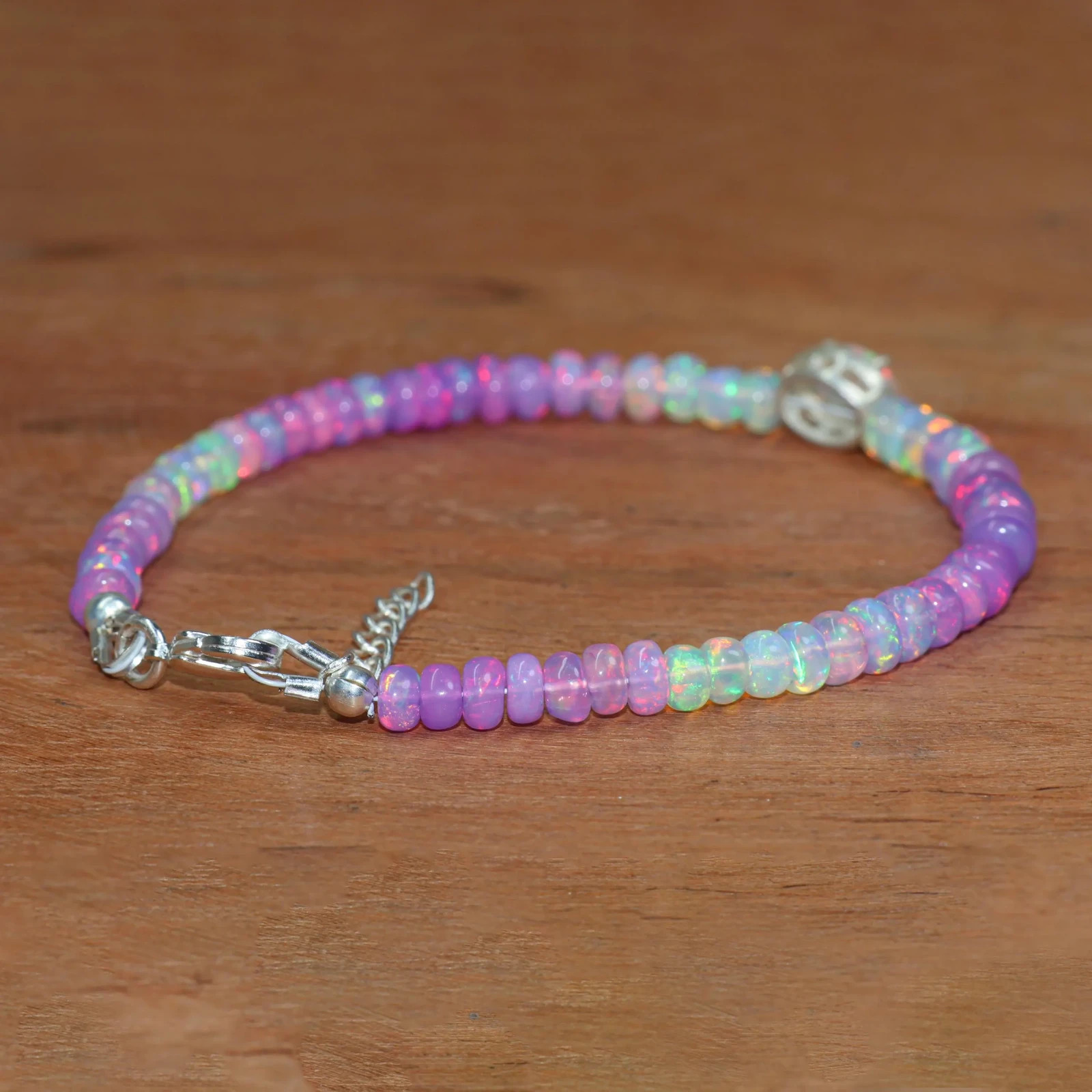 Smooth Purple Opal Gemstone Shaded Beads Bracelet, Ethiopian Opal Oval Bracelet