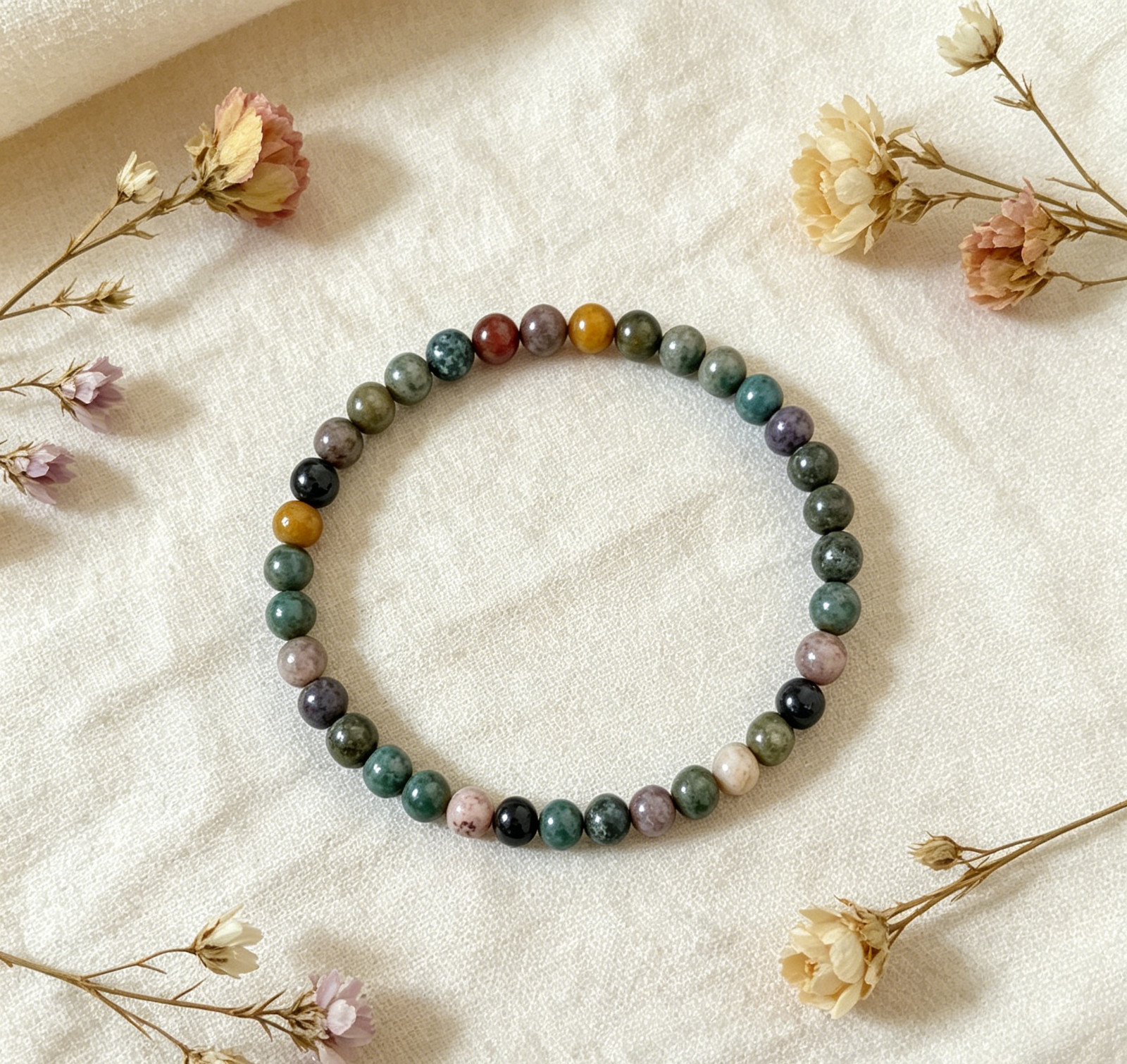 Ocean Jasper Stretch Bracelet | Joy Grounding Energy Dainty Stackable Jewelry