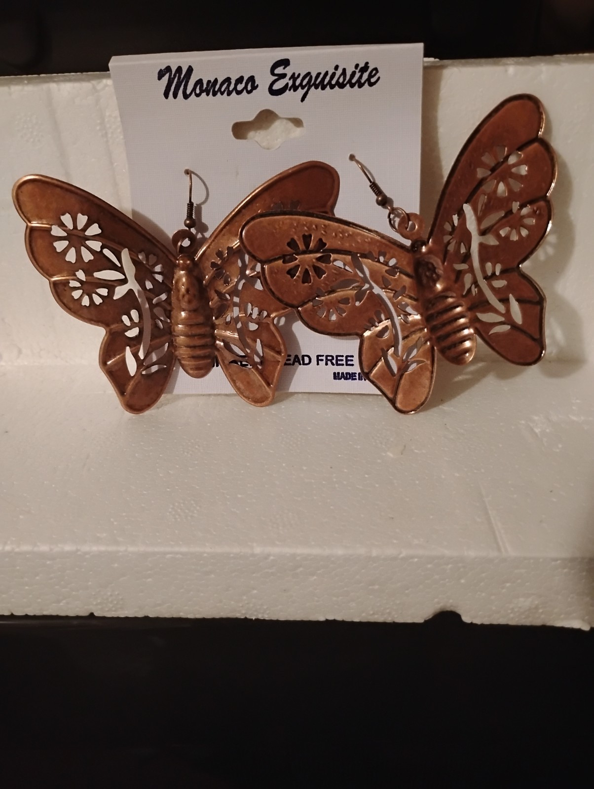 Monaco exquisite Copper Butterfly Earrings Nickel & Lead Free