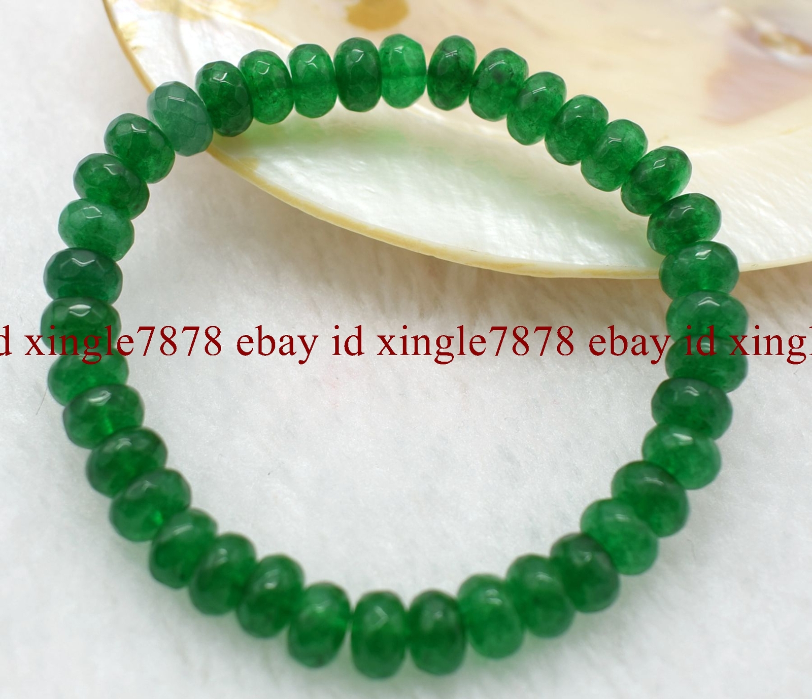 Natural 5x8mm Faceted Green Jade Rondelle Gemstone Beads Bracelet 7.5″ AAA