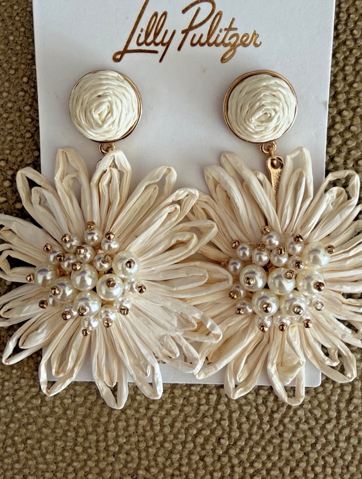 Lilly Pulitzer Bursting Blooms Statement Earrings (Coconut White)