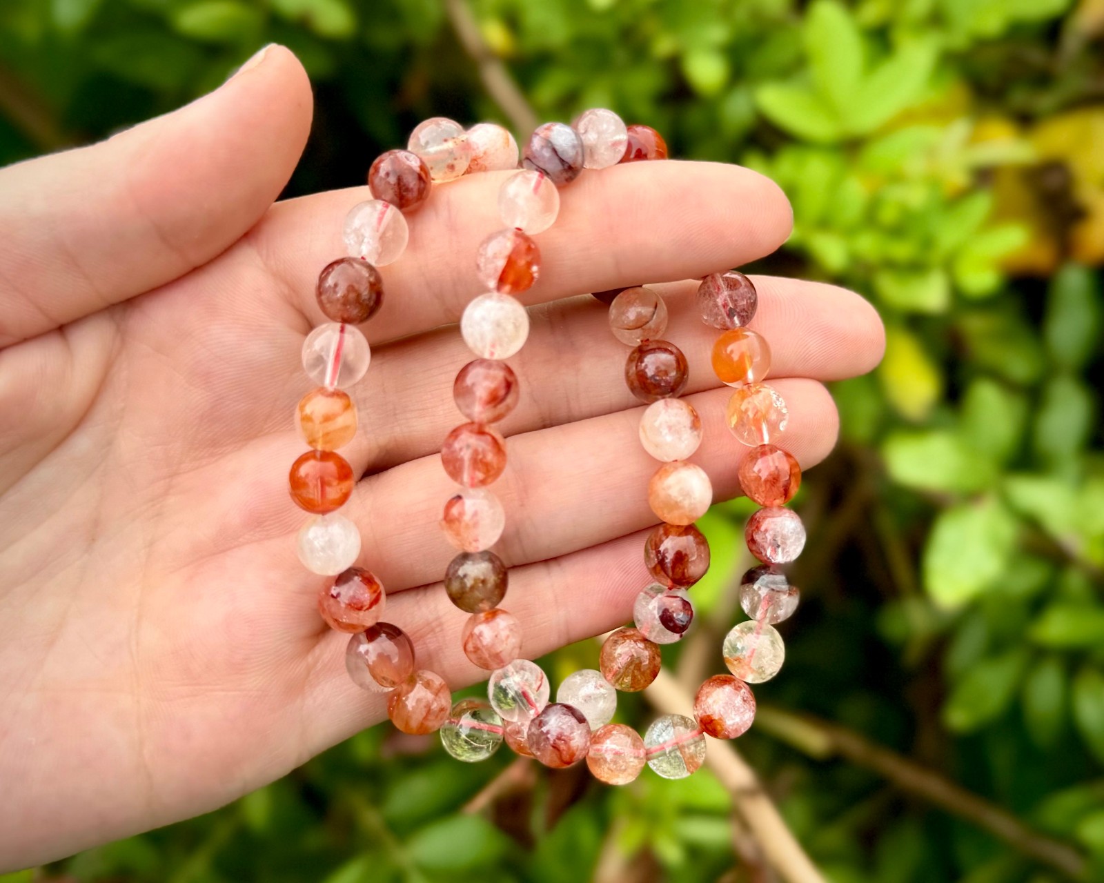 Fire Quartz Bead Bracelet – 8mm Crystal Bracelet – Genuine Gemstone Jewelry Gift