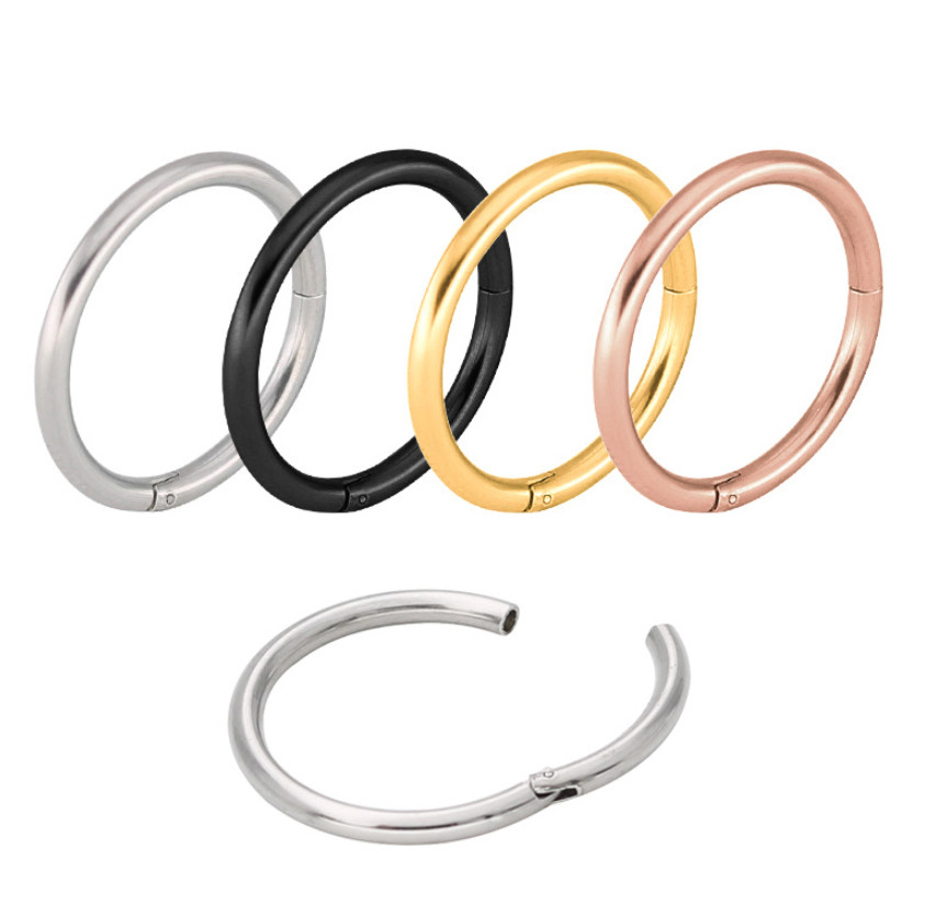 1Pc Seamless Hinged Segment Sleeper Clicker Ring Hoop Ear Lip Nose Septum Pierce