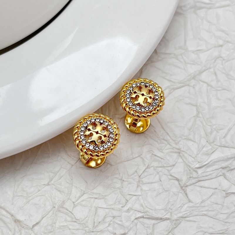 New! Tory Burch Gold & Silver Circle Earrings with Jewelry Pouch 3.7g
