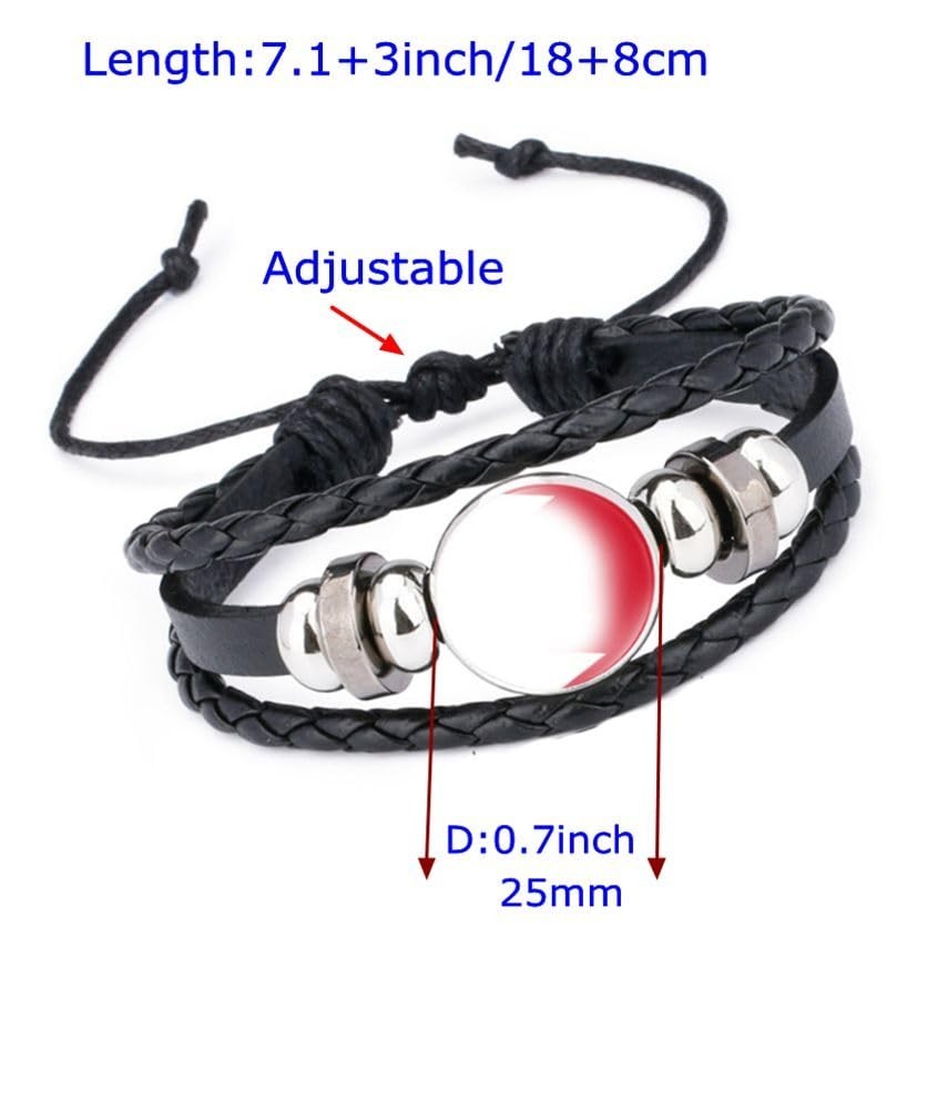 National Flag Beaded Elastic Rope Bracelet & Alloy Leather Braided Bangles for M