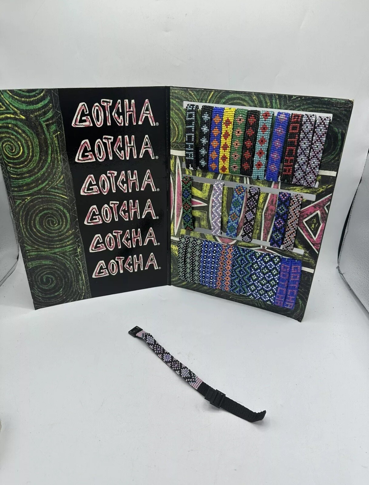 Gotcha Bracelet Adult Vtg 90s Surf Skate Braided Wrap Multi Color