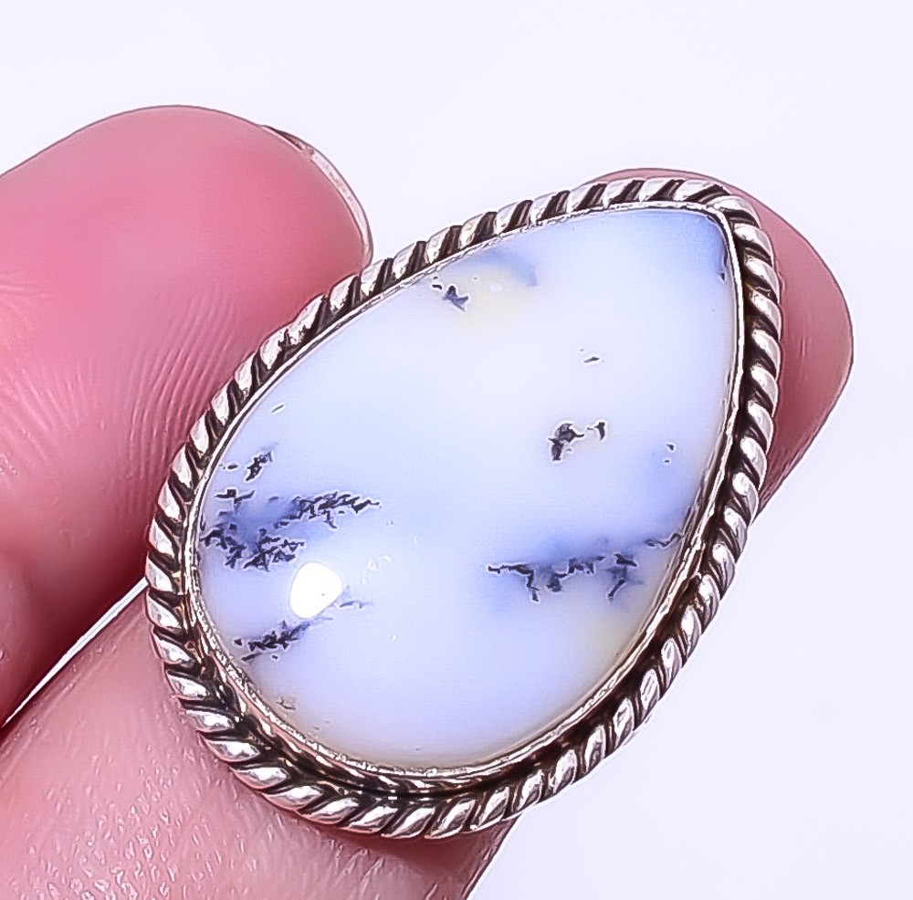 Dendritic Opal – Brazil Silver Handmade Jewelry Ring Adjustable (5)