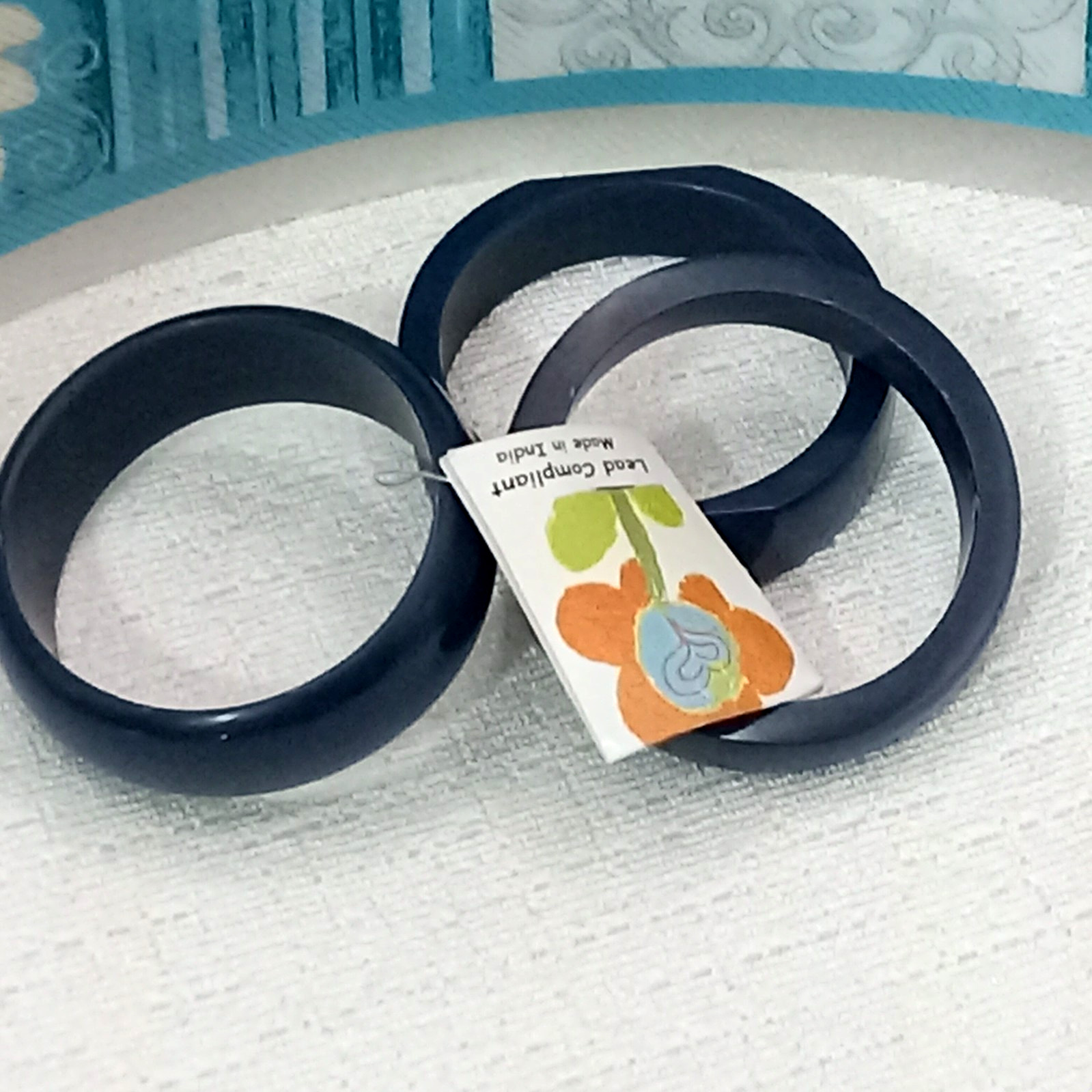 Antika Trio Black Plastic Bangle Bracelets