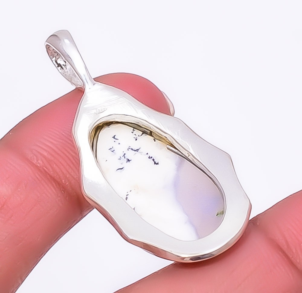 Dendritic Opal – Brazil Gemstone 925 Silver Plated Handmade Pendant 1.95″ A318