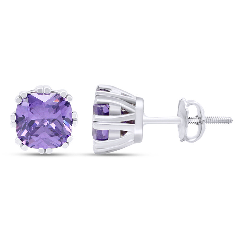4Ct Solitaire Stud Earring Blue Tanzanite 14K White Gold Plated 925 Solid Silver