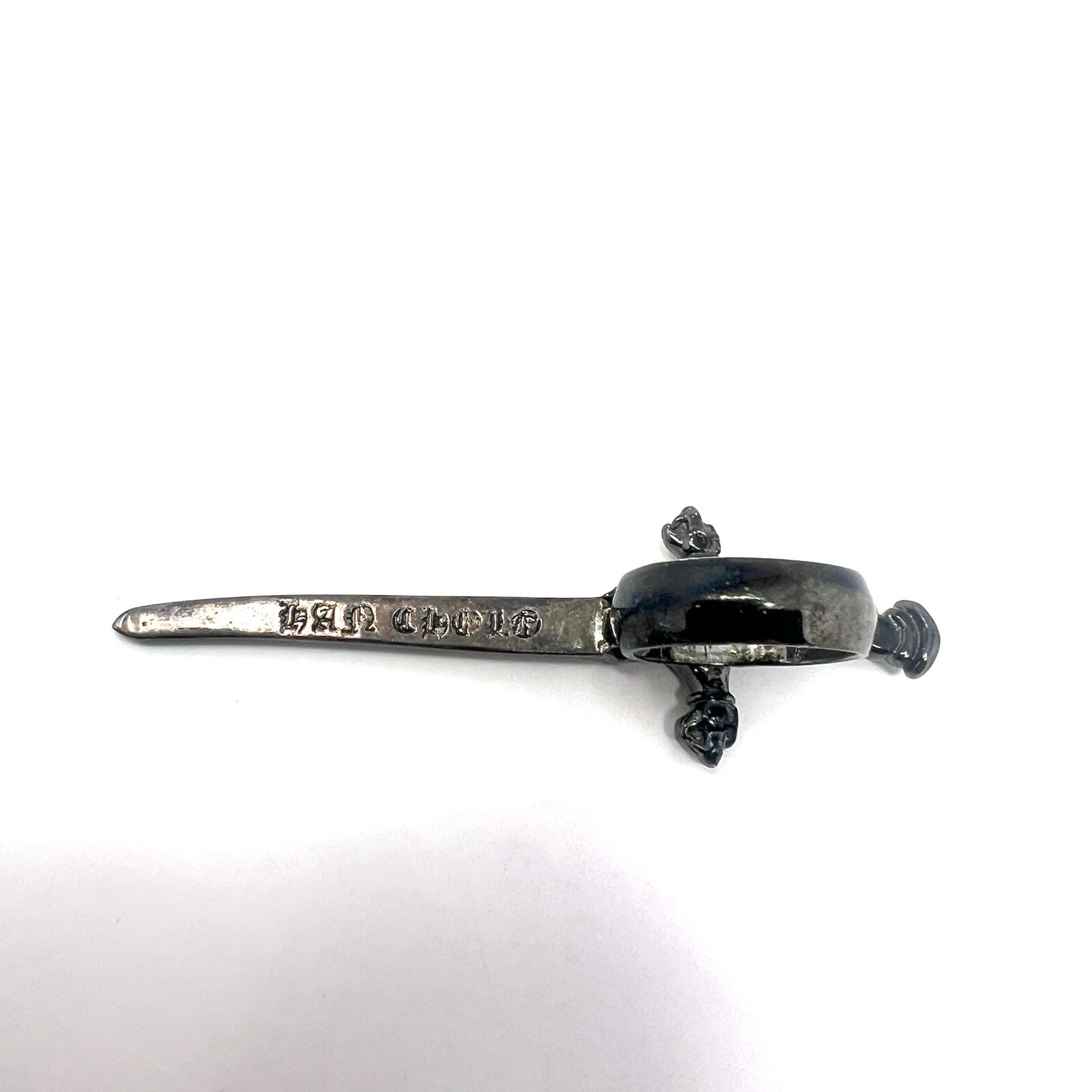 Han Cholo x Karma loop Sword Ring Gunmetal W/ Red Crystal Women’s Sz 5 Rare